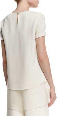 Ralph Lauren Collection Layered-Hem Short-Sleeve Top, Cream