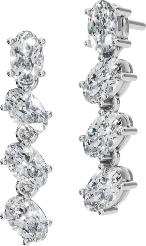 Aya Fine Jewelry Eighteen Kt White Gold Lab Grown Diamond Long Drop Earrings