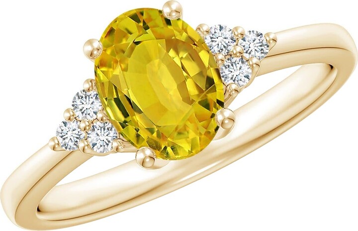 ANGARA INC. Angara Natural Oval 1.5 Ct Yellow Sapphire Ring Diamond In 14k Solid Gold
