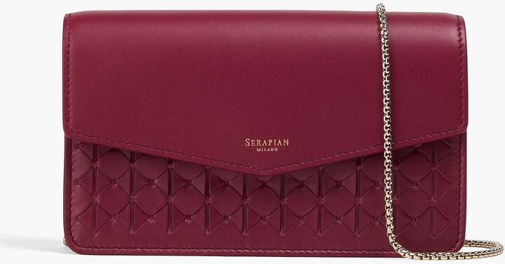 SERAPIAN Mosaico woven leather and suede clutch
