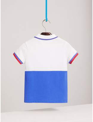 Burberry Embroidered Two-tone Cotton Piqué Polo Shirt