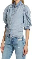 Thumbnail for your product : Frame Ruched Puff-Sleeve Denim Shirt