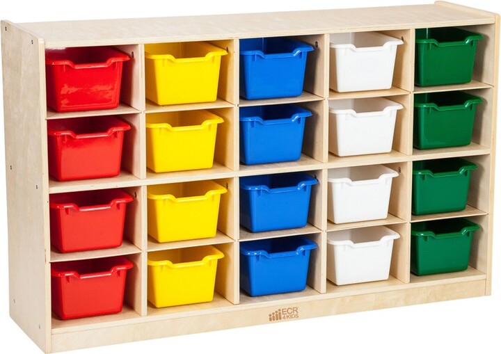 ECR4kids 20 Cubby Tray Cabinet with Scoop Front Storage Bins