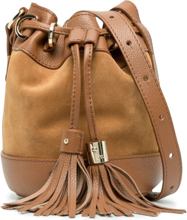 See by Chloe small Vicki suede bucket bag - ShopStyle