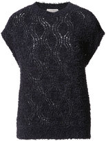 Brunello Cucinelli - shortsleeved open knit blouse - women - Soie/coton/Polyamide/Acétate - XS