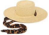 Thumbnail for your product : Nordstrom Rack Panama Straw Hat & Leopard Print Scarf