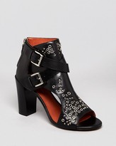 Thumbnail for your product : Rebecca Minkoff Open Toe Studded Booties - Salma Block High Heel