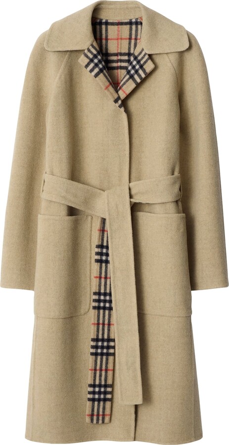 Burberry Wool Reversible Hooded Wrap Coat