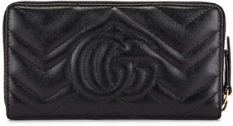 Gucci Leather Zip Around Wallet in Black | FWRD
