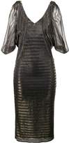 Thumbnail for your product : HANEY Katharina Metallic Striped Cold Shoulder Dress