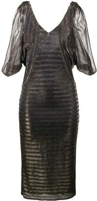 HANEY Katharina Metallic Striped Cold Shoulder Dress