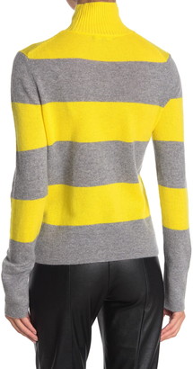 525 America Cashmere Mock Neck Rugby Stripe Print Sweater