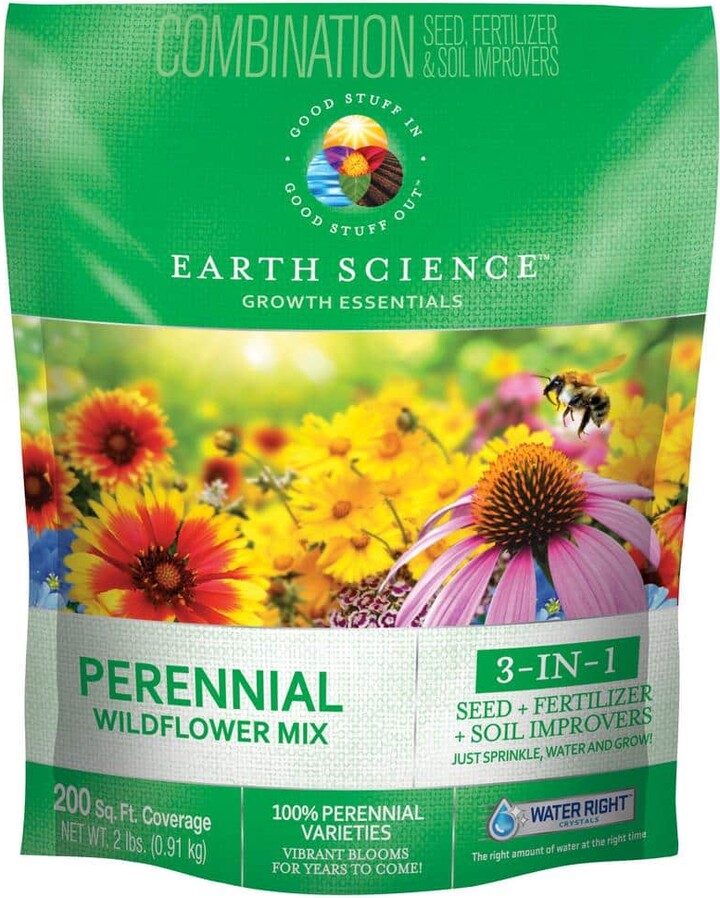 Earth Science 2 lbs. Perennial All-In-One Wild Flower Mix with Seed, Plant Food and Soil Conditioners