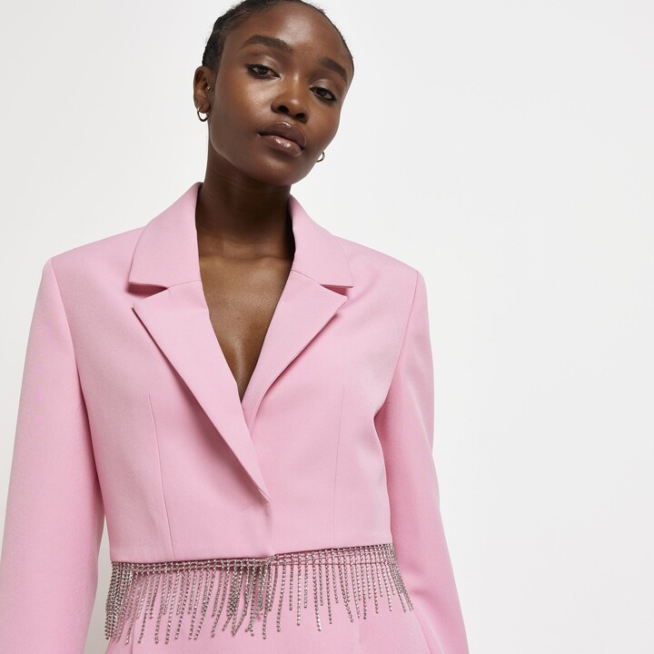 pale pink cropped blazer