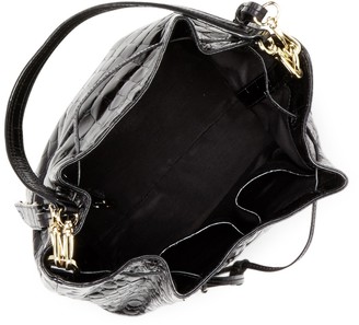 Alice + Olivia Croc Embossed Leather Bucket Bag
