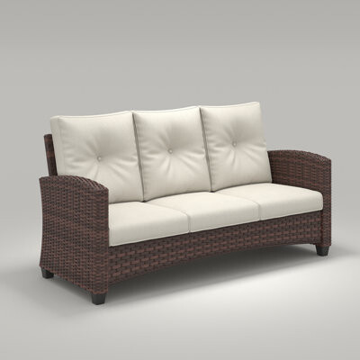 Lark Manor Patio 3-seater Wicker High Back Sofa Outdoor Deep Seating Furniture With Comfy Cushion
