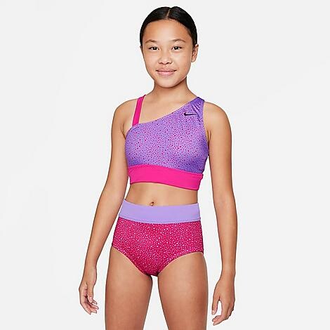 Nike Girls' Swim Water Dots Asymmetrical and Waist Bottoms Bikini - ShopStyle