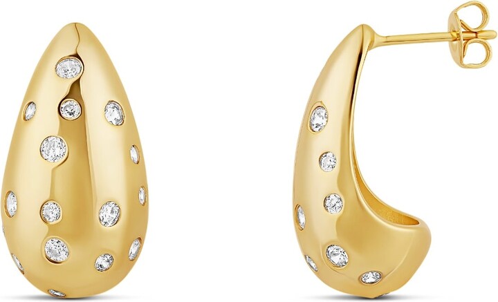 SHYMI Tear Drop Inlay Stone Earrings - Gold