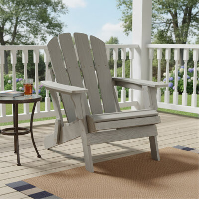 Highland Dunes Outdoor Wooden Folding Adirondack Chair Set Of 2 With Pre-Assembled Backrest Wood Patio Chair For Garden Backyard Porch Pool Deck Firepit