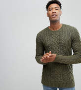 Thumbnail for your product : ASOS Design Tall Cable Knit Jumper In Khaki