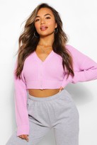 Thumbnail for your product : boohoo Petite Crop Knitted Button Cardigan