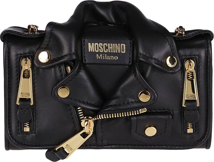 Moschino x Jeremy Scott Black Leather Biker Jacket Shoulder Bag USED From  Japan! | eBay