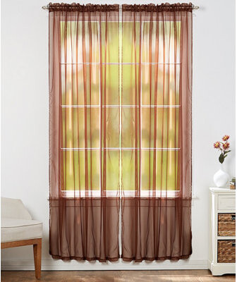 J&V Textiles Solid Sheer Outdoor Rod Pocket Curtain Panel Set