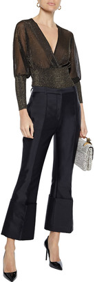 Emilio Pucci Wrap-effect Metallic Crochet And Ribbed-knit Top