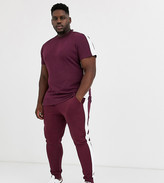 Thumbnail for your product : ASOS DESIGN Plus t-shirt with side panel stripe in burgundy