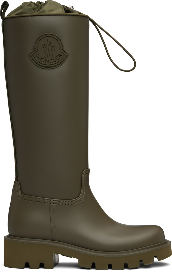 Moncler Khaki Kickstream High Rain Tall Boots