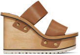 Thumbnail for your product : Chloé Tan Wooden Wedge Sandals
