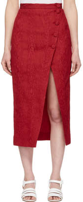 ALEXACHUNG Red Front Split Pencil Skirt