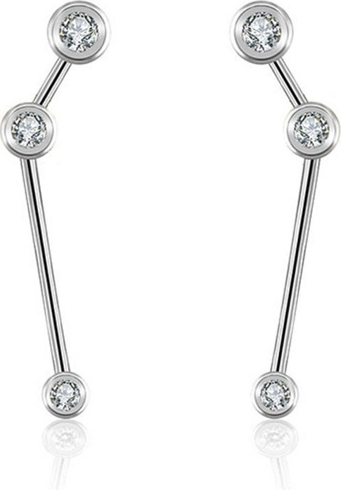 Genevieve Collection Aries Zodiac Constellation Earring 18K White Gold & Diamond