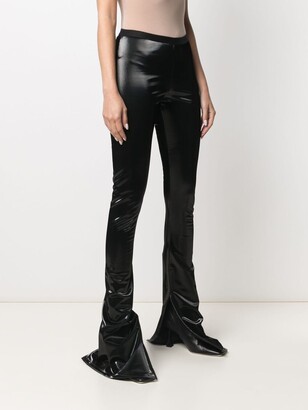 Rick Owens Lilies Coated Cotton Flared-Leg Trousers