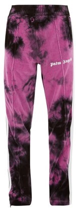 Palm Angels Tie-dyed Cotton-blend Velour Track Pants - Black Purple