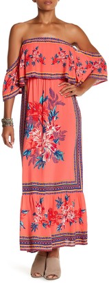 Flying Tomato Floral Off-the-Shoulder Popover Maxi Dress