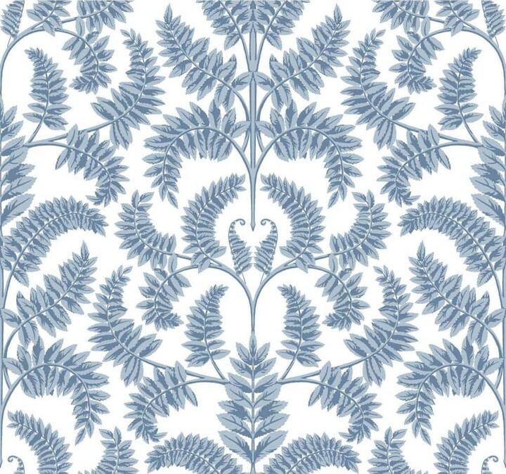York Wall Coverings 60.75 sq ft Blue Royal Fern Damask Pre-Pasted Wallpaper