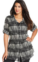 Thumbnail for your product : Style&Co. Plus Size Roll-Tab-Sleeve Printed Shirt