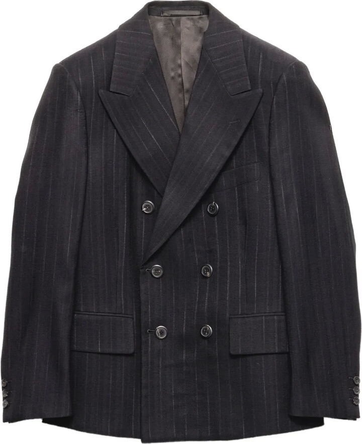 Prada Pinstripe Peak-Lapel Jacket