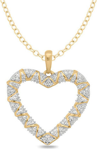 Zales 1/20 CT. T.w. Diamond Zig-Zag Heart Pendant in Sterling Silver with 14K Gold Plate