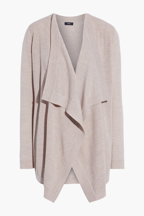 Theory Winxie paneled ribbed-knit merino wool cardigan - ShopStyle