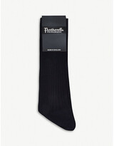 Thumbnail for your product : Pantherella Men's Navy Blue Cotton Ribbed Knee-High Socks, Size: 10.5