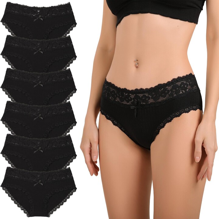 Aijolen Lace Knickers for Women - Hipster Underwear Tanga Briefs Low Waist  Brazilian Panties Pack of 6 - ShopStyle