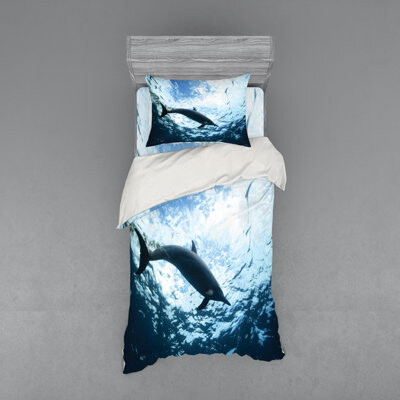 Ambesonne Black Microfiber Coastal Duvet Cover Set