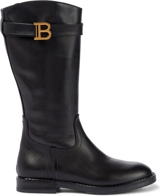 Balmain Kids Buckled leather boots