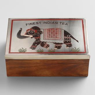 Elephant Wood and Metal Indian Tea Box Set
