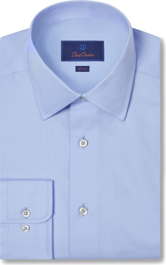 David Donahue Slim Fit Super Fine Twill Dress Shirt