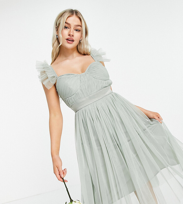 Anaya Petite Anaya With Love Petite Bridesmaid tulle frill sleeve