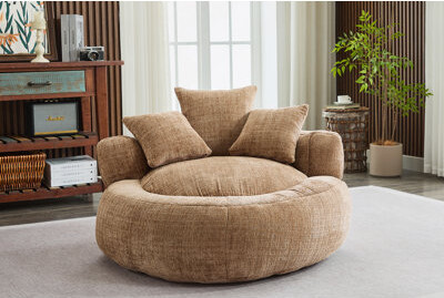 Foam Bean Bag Chairs for Adults/Teens with Filling,Bean Bag Lazy Sofa with Ultra Soft Chenille Cover,Round Bean Bag,Indoor & Outdoor