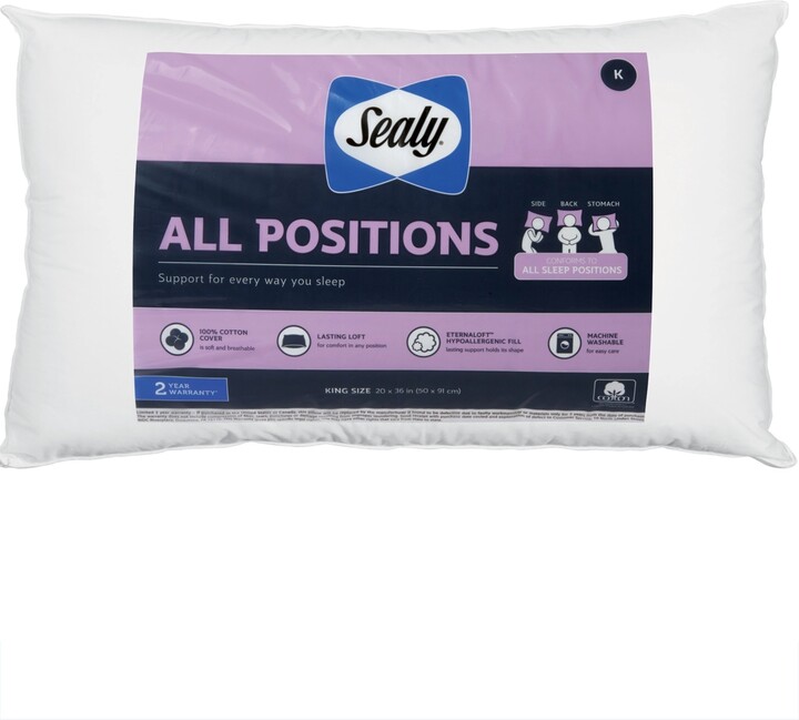 Sealy 100% Cotton All Positions Pillow, King